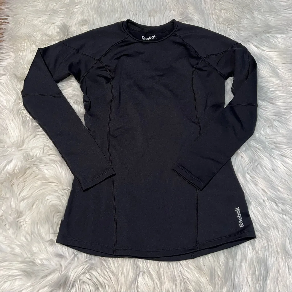 Reebok Base Layer Long Sleeve Top Black Fleece Lined S - Image 3