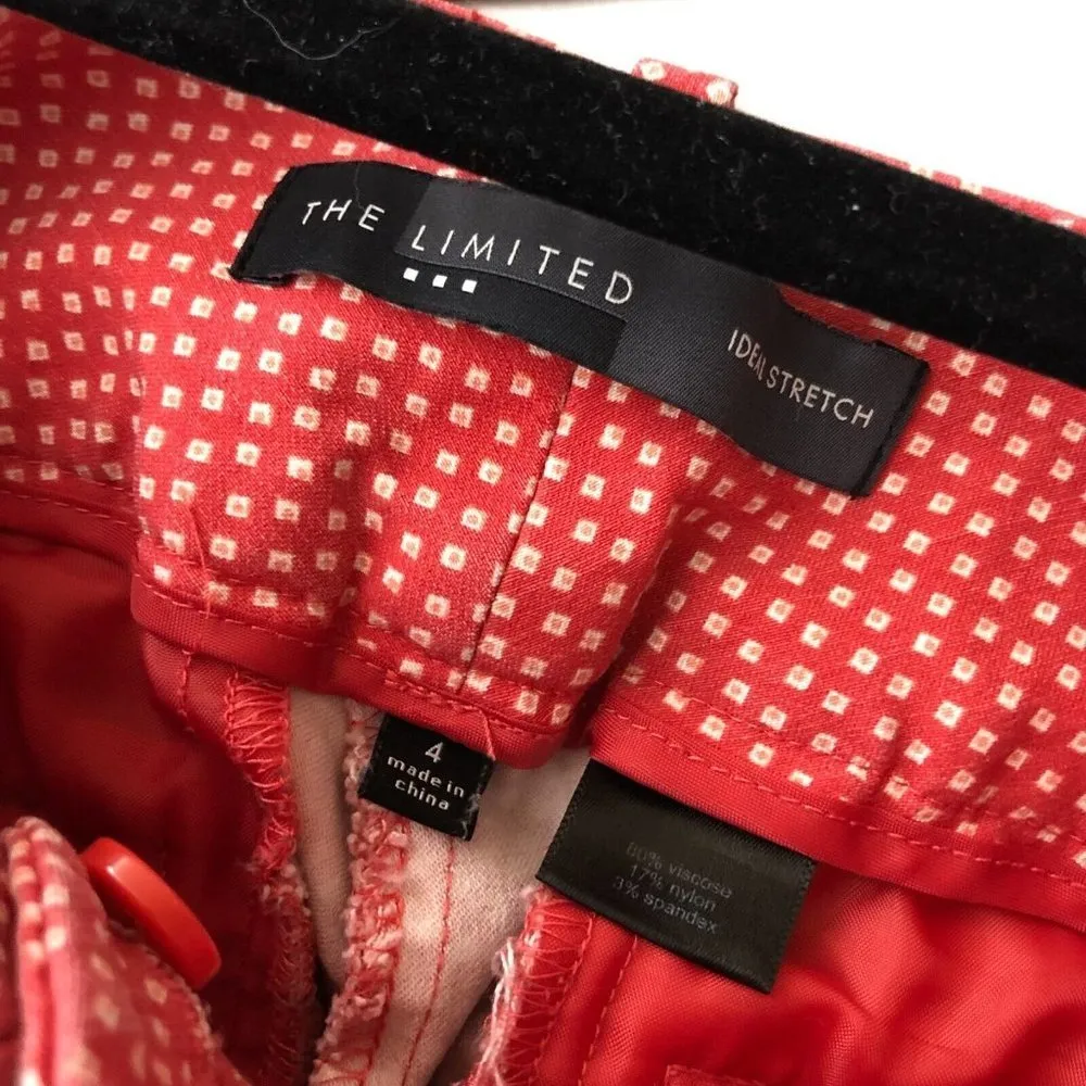 The Limited Womens Pants Skinny Ankle Crop Geometric Ideal Stretch Red White 4 - Image 3