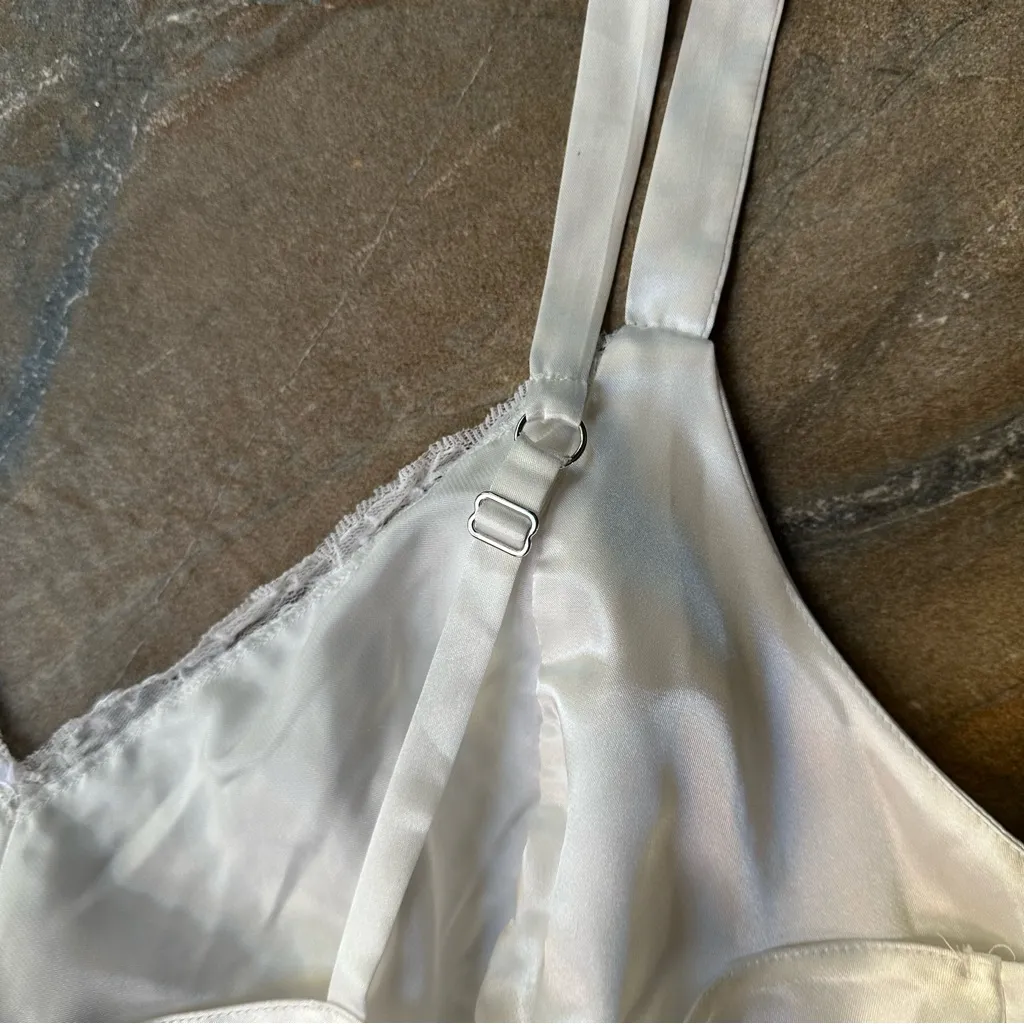 Jones New York Silky Babydoll Chemise Women's Size 2X White Lace Bridal - Image 5