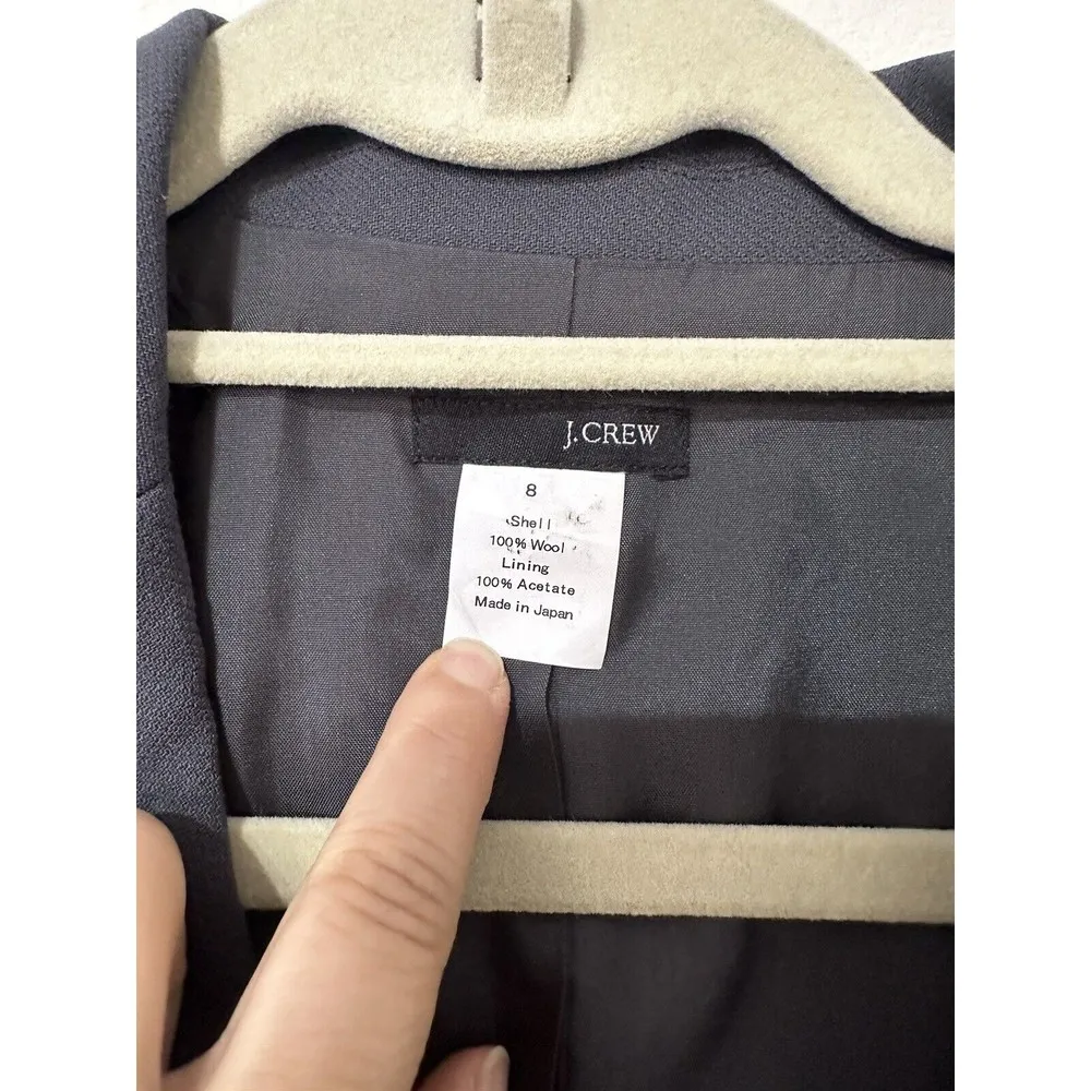 J.Crew  Wool Blazer Womens Gray Three Button Lined Long Sleeve Sz 8 - Image 3