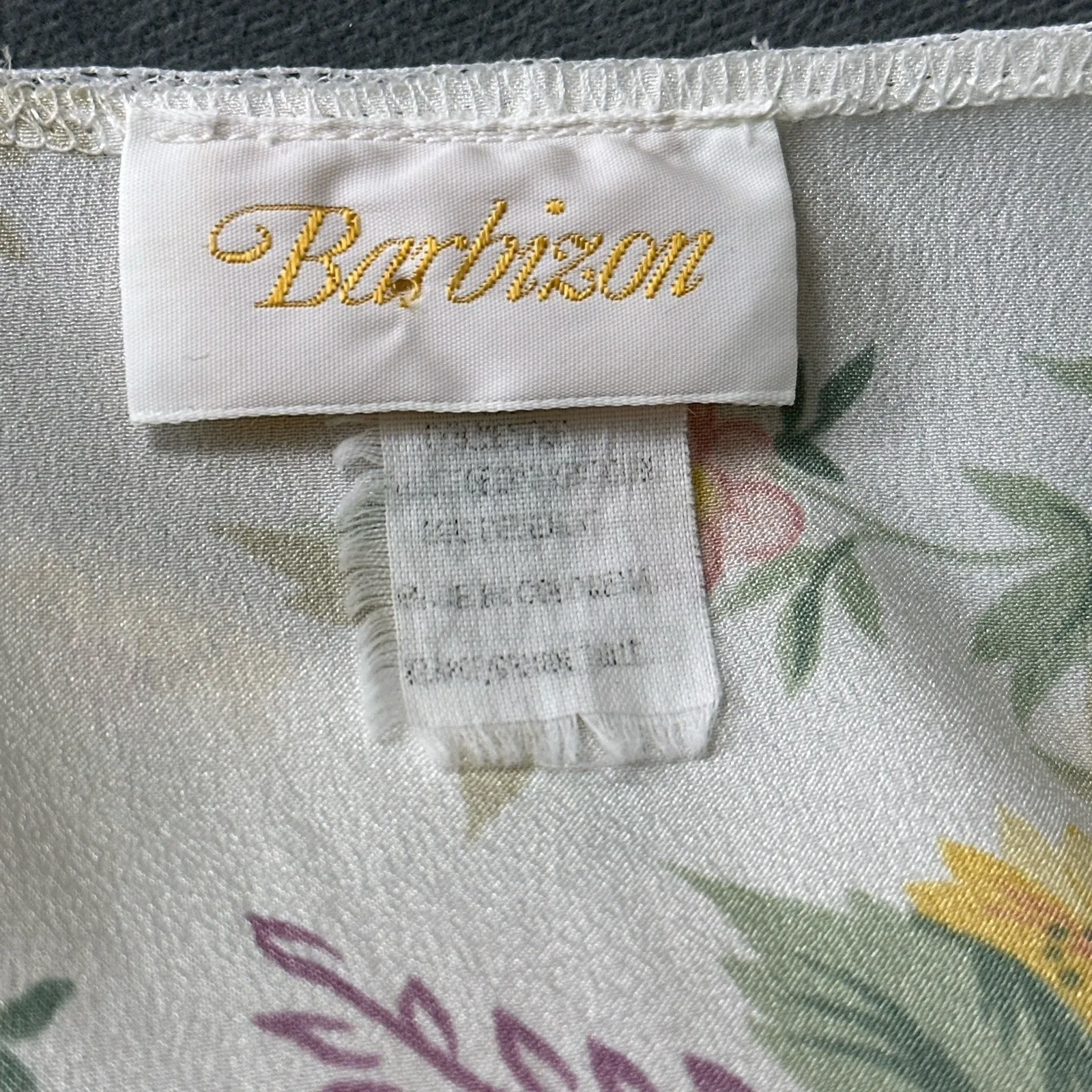 Vintage Barbizon Satin Nightgown Size XL Glossy Floral V - Image 8