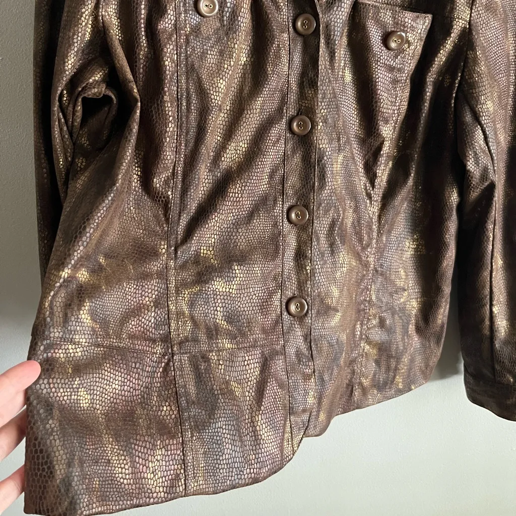 Toni Morgan Brown Faux Snakeskin Jacket L Shimmer Stretch Blazer western chic Size L - Image 4