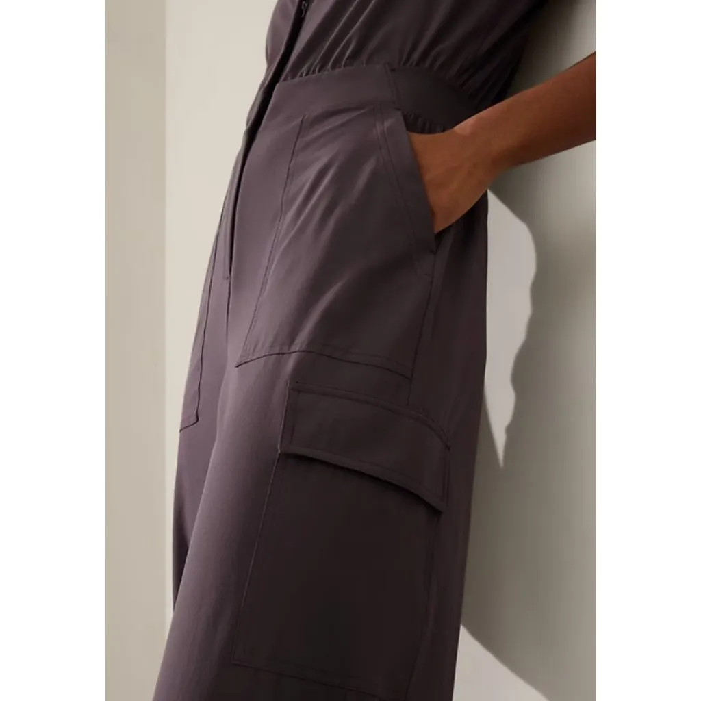 New Athleta 6 Brooklyn Utility Jumpsuit Shale Size 6 - Image 3