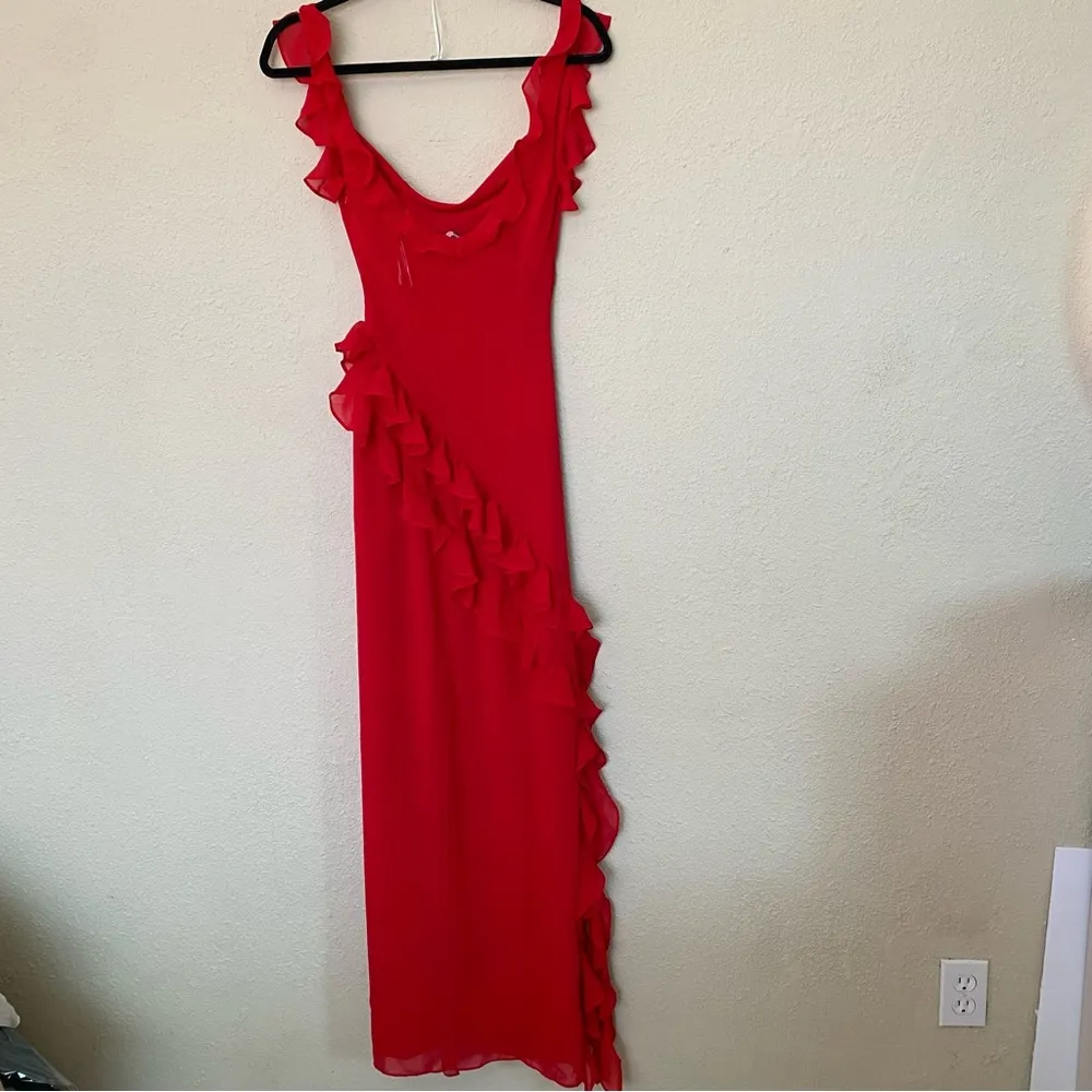 HOUSE OF CB 'Ariela' Cherry Ruffle Maxi Dress red NWOT size‎ M - Image 5