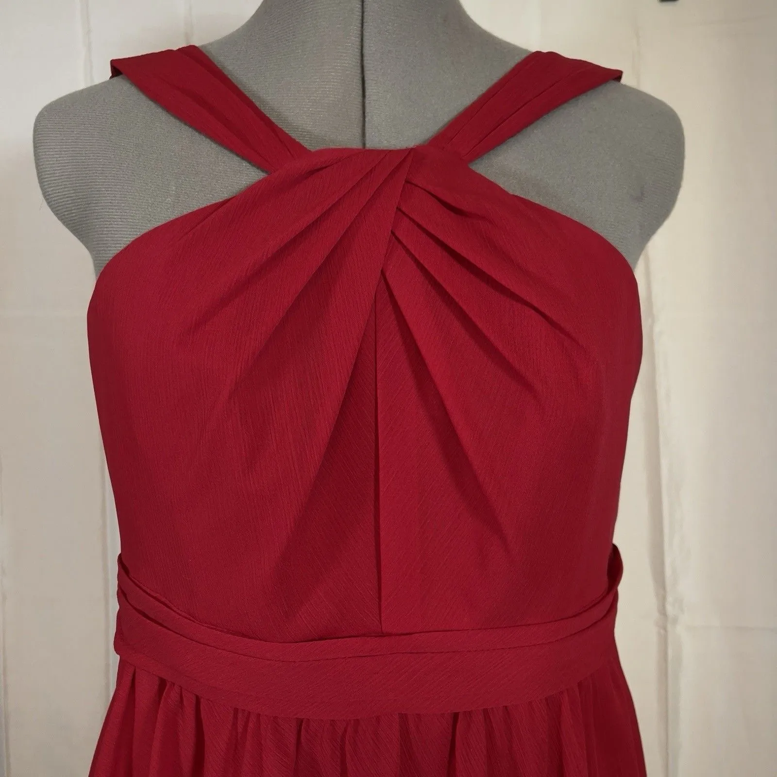 David's Bridal Apple Red High Neck Sleeveless Dress 10 Bridesmaid Formal Special - Image 5