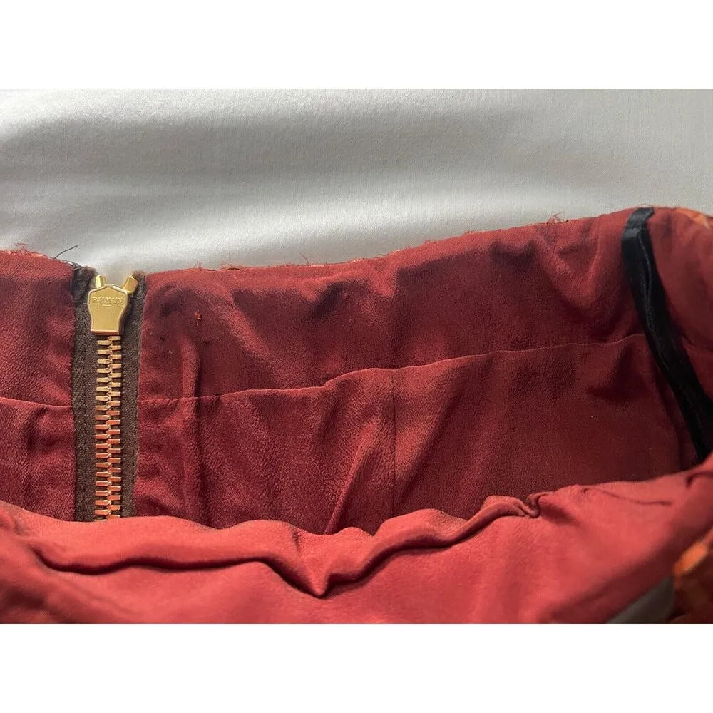 Balmain Fall 17 Runway Skirt Brown Tribal Lamb Leather Gold Fringe Brass Kendall - Image 11