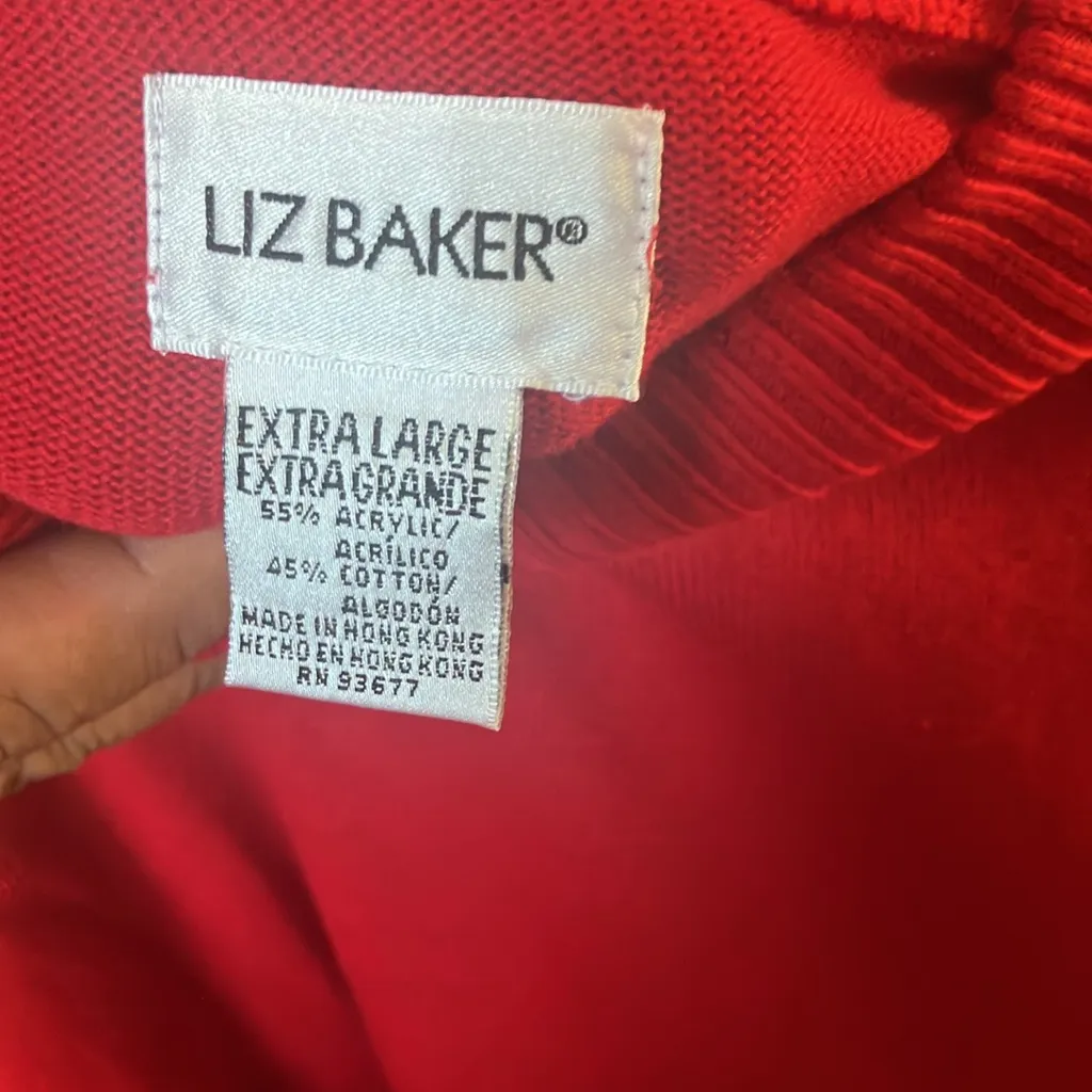 FINAL MARKDOWN Classic Red Liz baker Sweater xl - Image 2