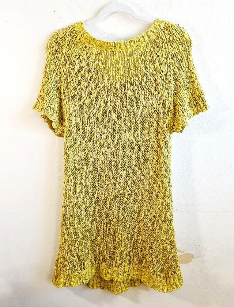Anthropologie Tunic Moth Julliet Knit Sweater Yellow Short Sleeve Sz M GUC - Image 7