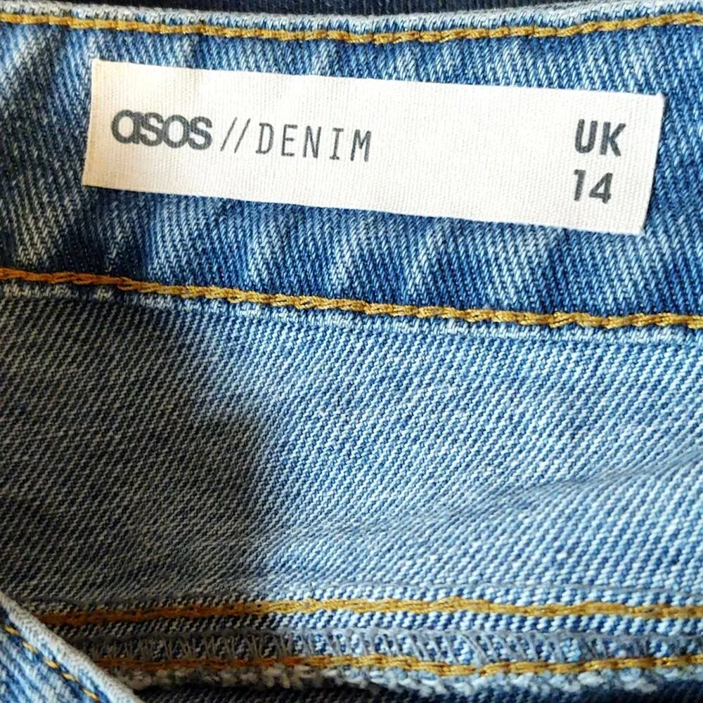 ASOS Embroidered Floral Cutoff Style Denim Shorts, US 10 / UK 14 - Image 3