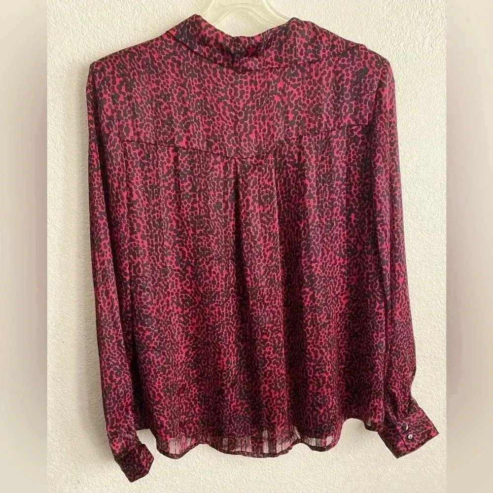 🆕Q2 Wine Red Dalmatian Print Shirt L🆕 Size L - Image 3