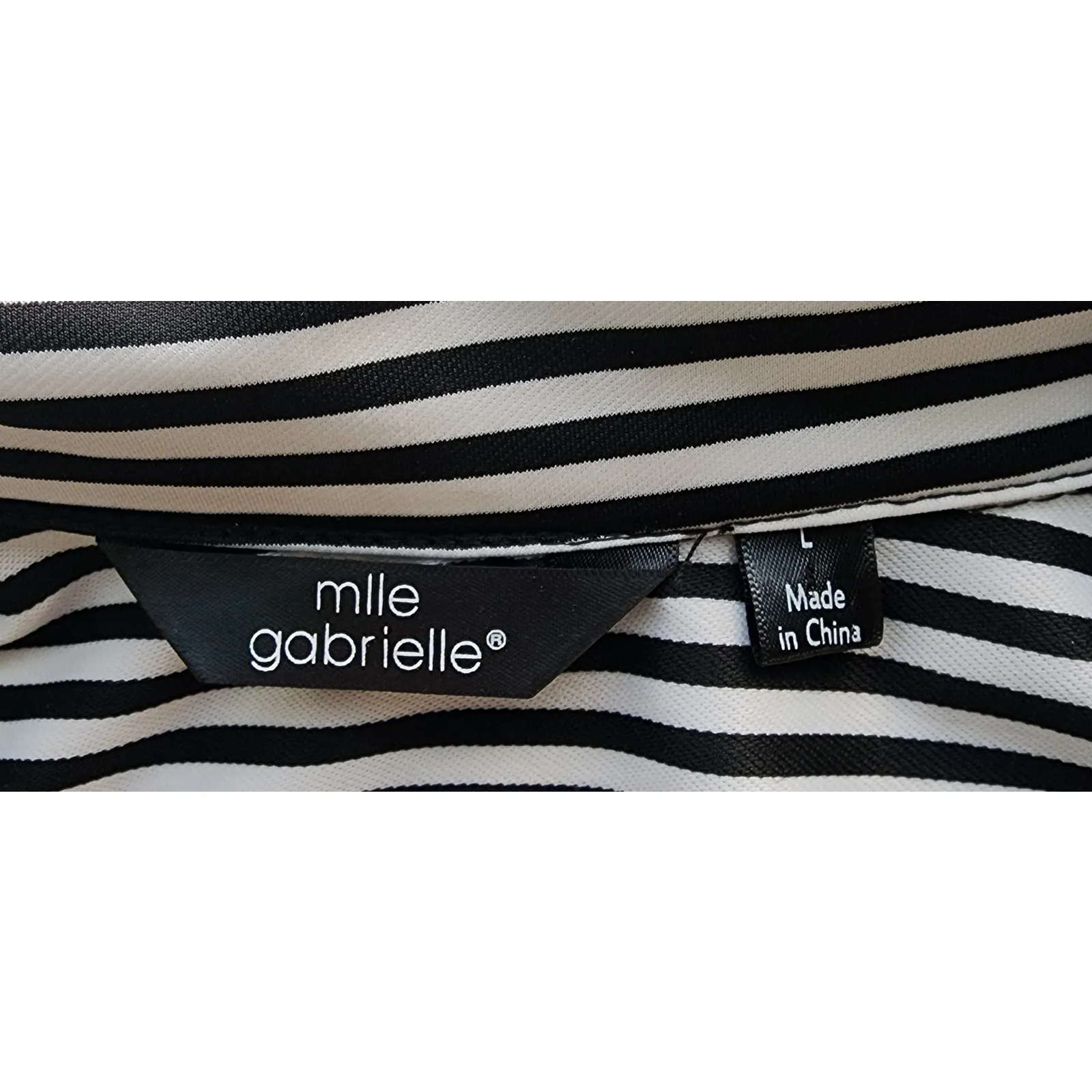 Mlle Gabrielle Black and White Stripe Belted Shirt Dress Large - Image 7