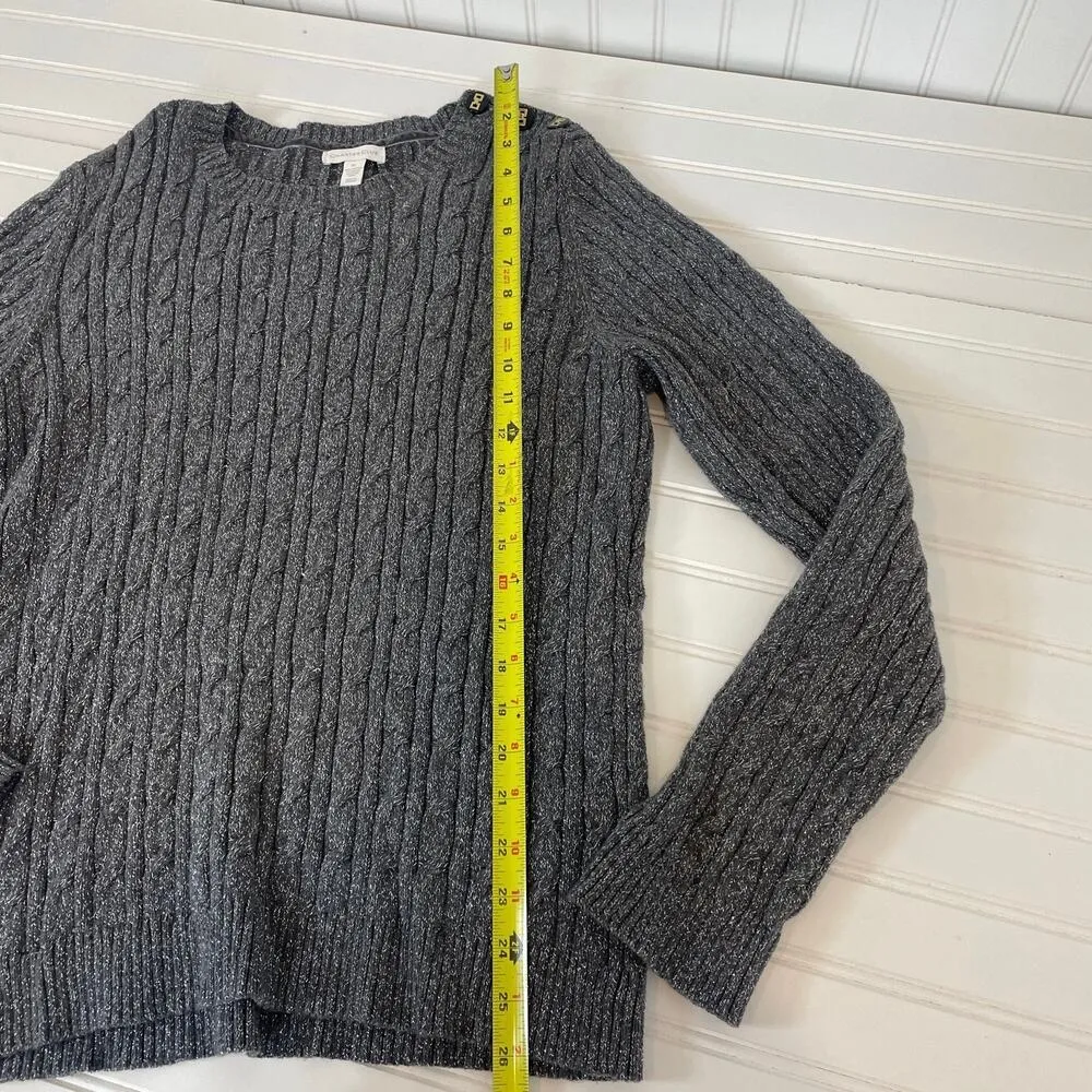 Charters Club Women’s Metallic Dark Grey Crew Neck Button Sweater Size XL - Image 6