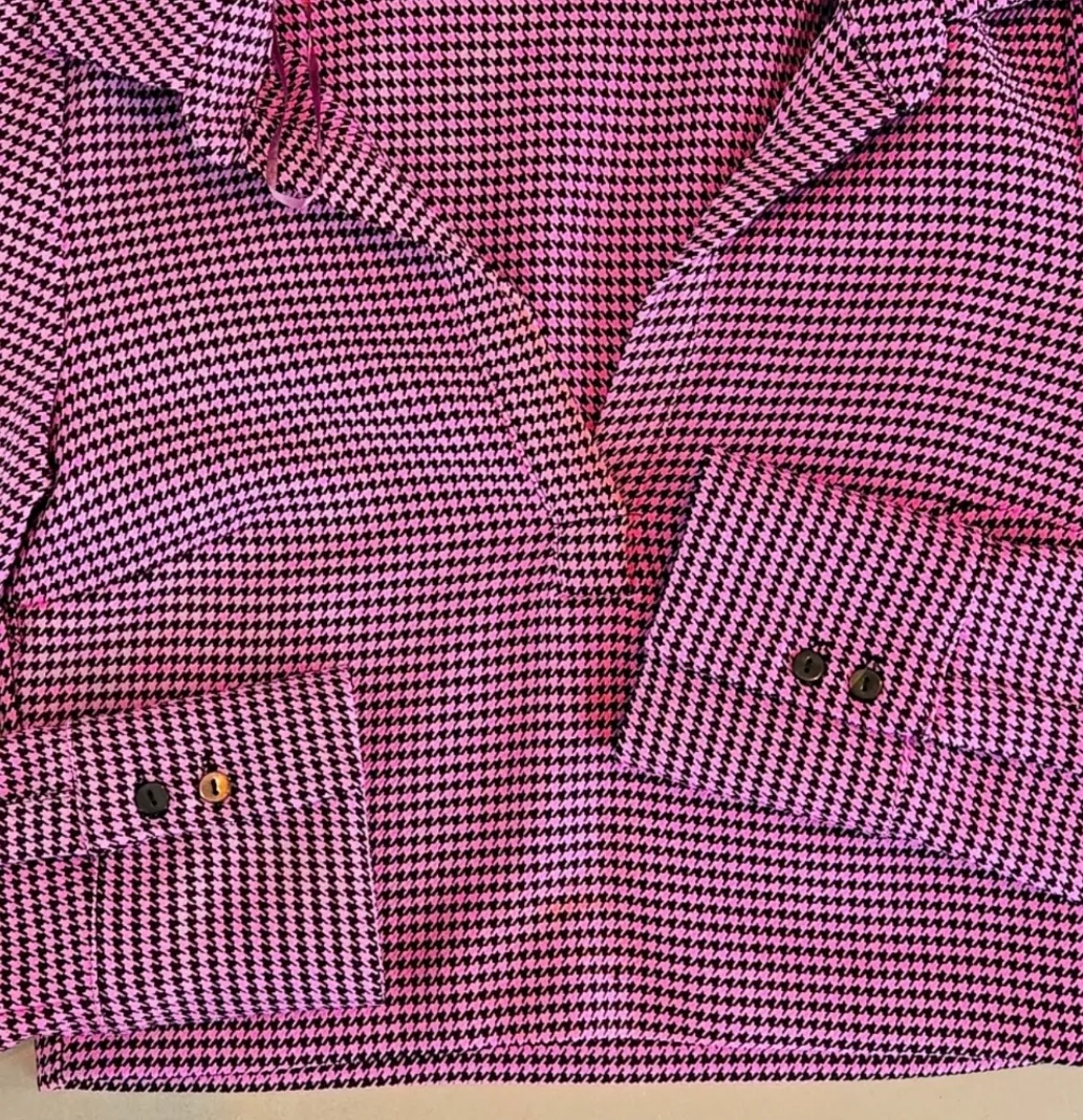 NWOT Zara Houndstooth Checkered Polo Cropped Shirt - Image 3