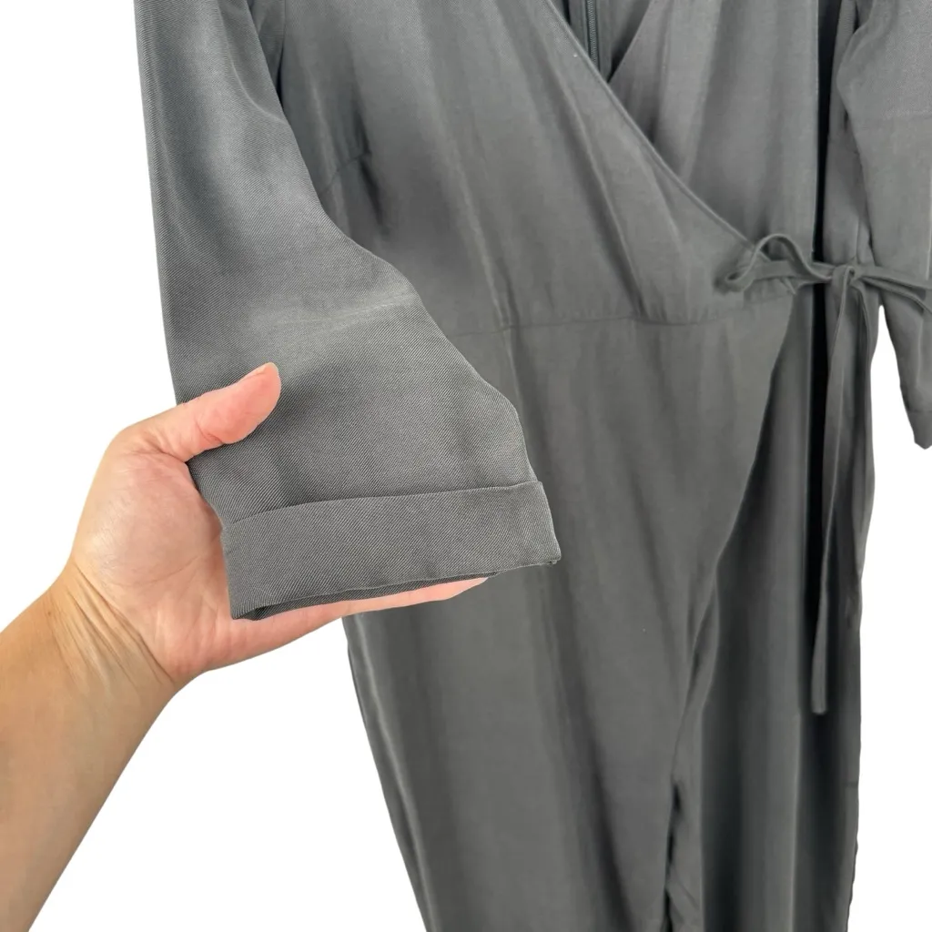 Hatch Maternity Jumpsuit Wallis Wrap Jumper Gray 3/4 Sleeve V - Image 4