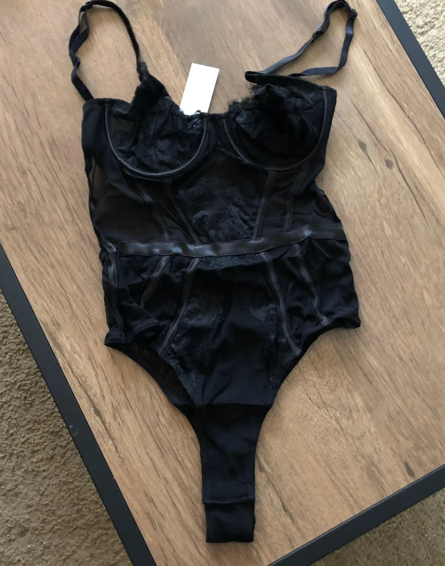 Black Lace Bodysuit Backless Size M - Image 4