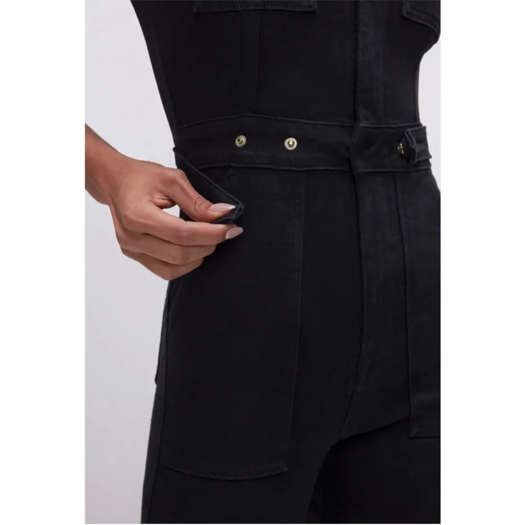 Good American Fit For Success Denim Jumpsuit Black Womens Size S - Image 4