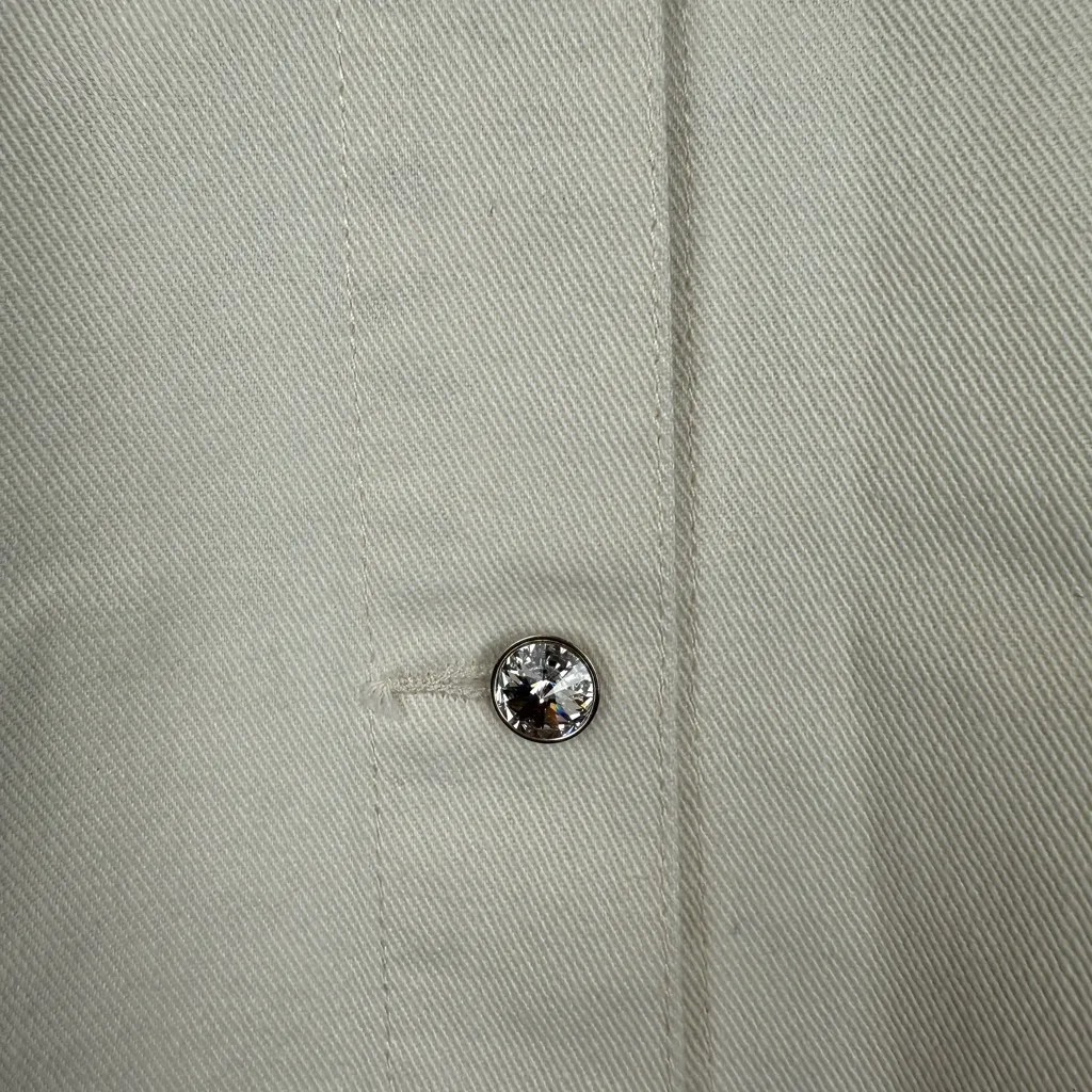 Christine Alexander Cream Silver Embroidered Jean Jacket Size M - Image 6