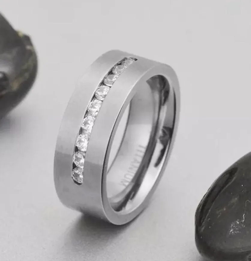 8MM Titanium wedding band Unisex Size 13 Silver - Image 2