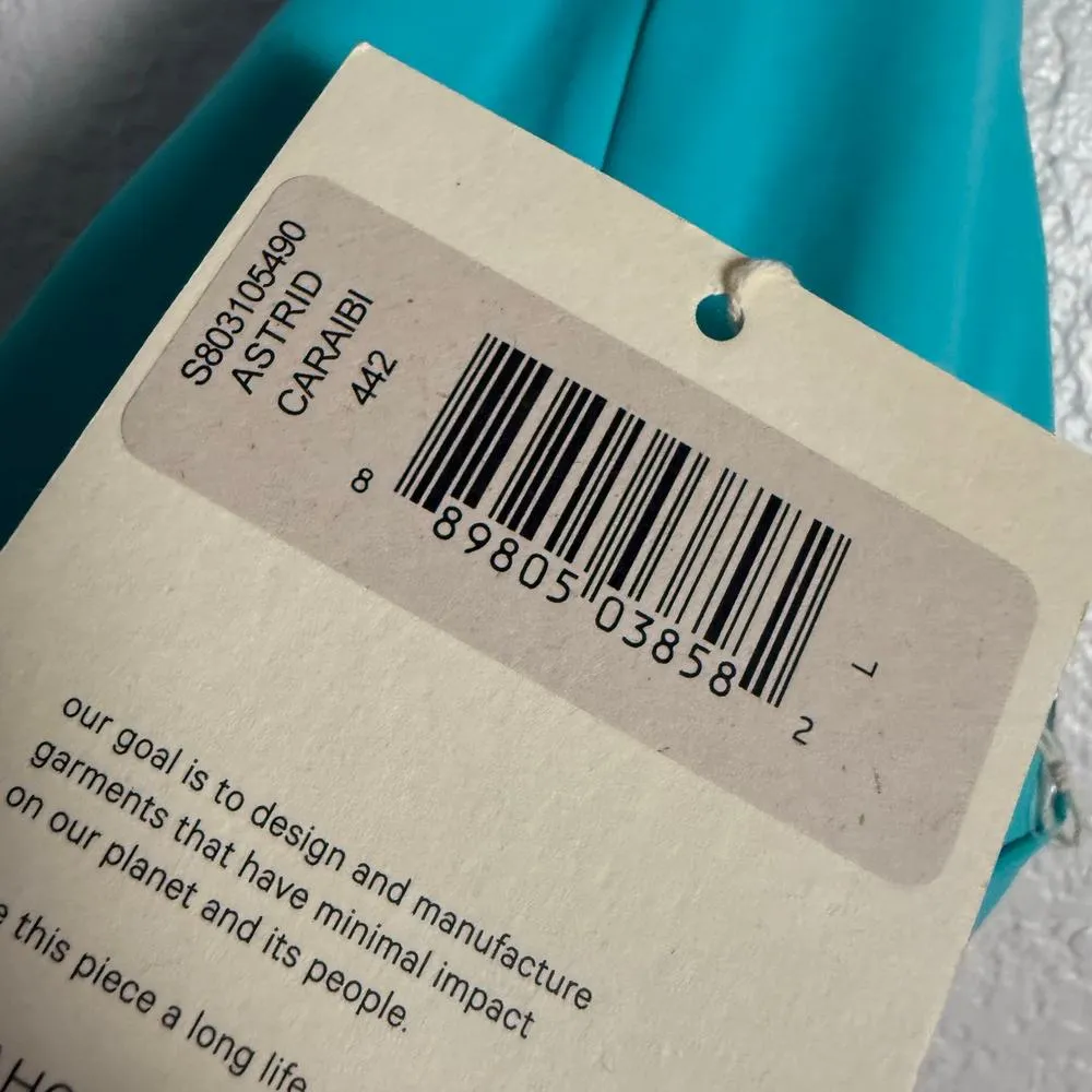 Mara Hoffman Astrid Caraibi Teal Blue Triangle Bikini Swimsuit Top Size L - Image 8