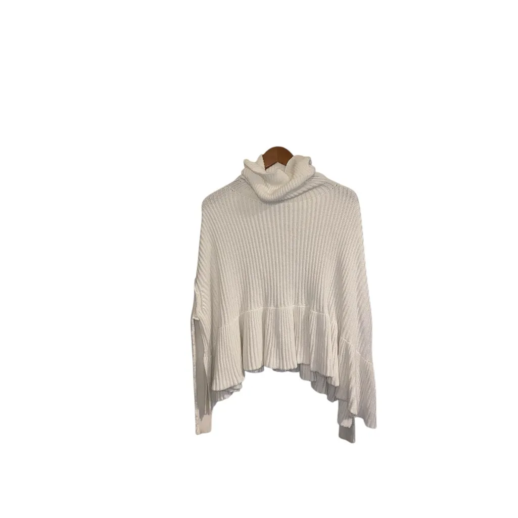 Free People Layer Cake Trapeze Turtleneck Oversize white Sweater cotton Boho - Image 8