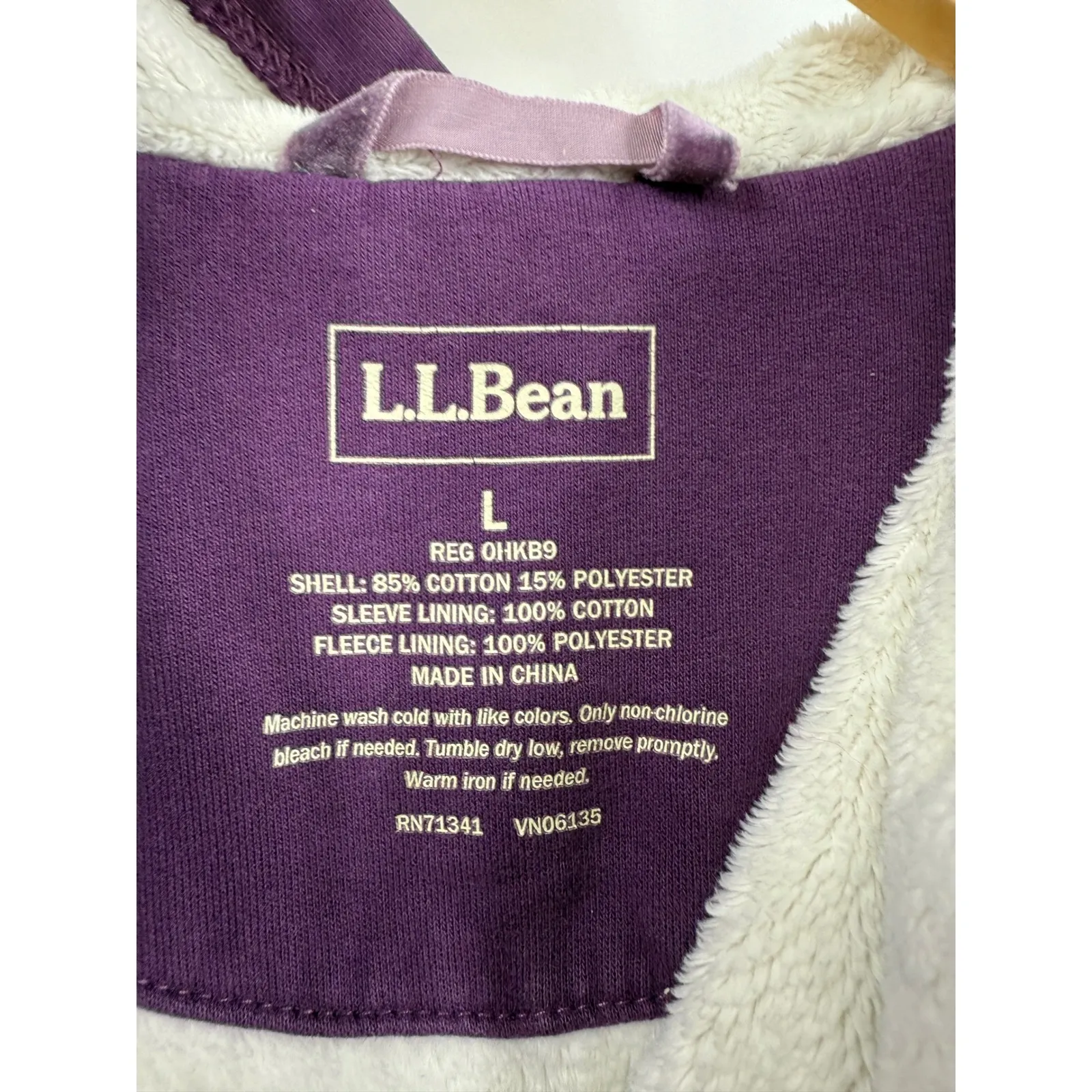 LLBean Womens Purple Fleece Lined Zip Up Hoodie Sweatshirt Size L Size L - Image 2