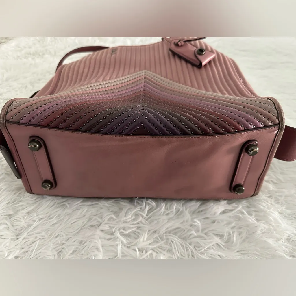 Coach 25035 Rogue Dusty Rose Colorblock Quilted Leather Rivet Bag Handbag‎ HTF - Image 6