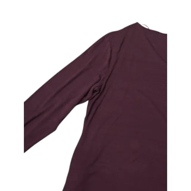 Womens L Burgundy‎ Long Sleeve V-Neck Blouse Minimalist Office Business Casual - Image 11
