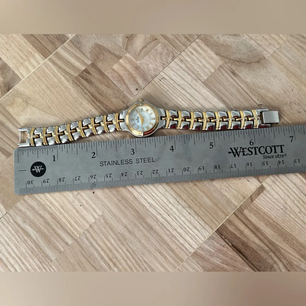 Bulova Pearl Dial Vintage Ladies Watch Two-Tone Bracelet New Crystal - Image 15