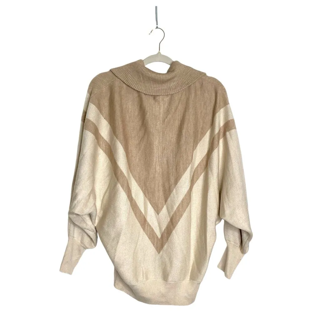 SER.O.YA Seroya Abi Oversized Sweater Light Dark Beige Size Small Preppy Brown - Image 3