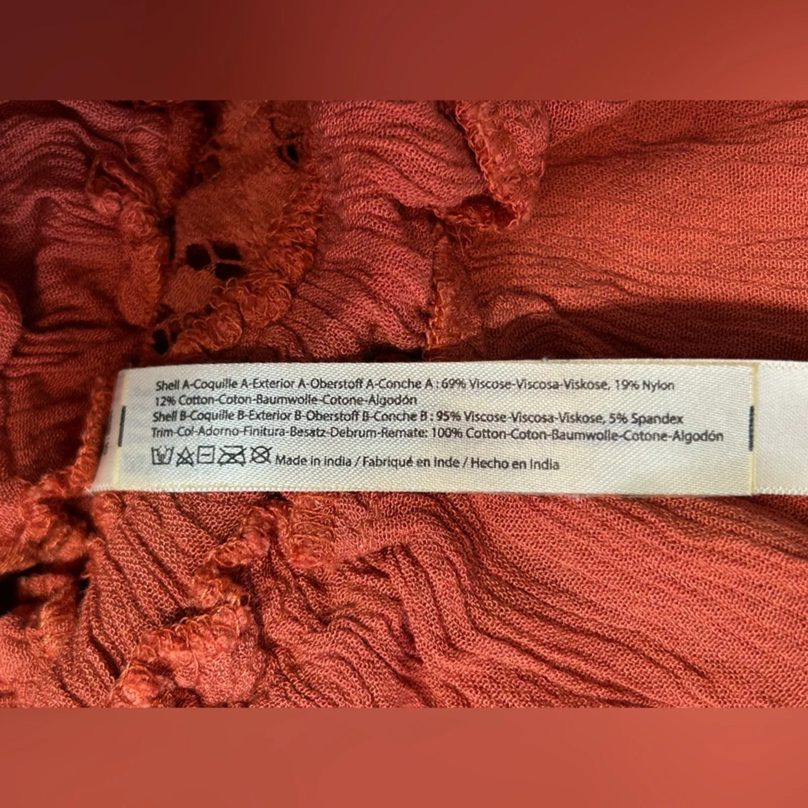 Free People Adella Cami XS Rust Lace Peplum “Winding Roads” Top NWT - Image 14