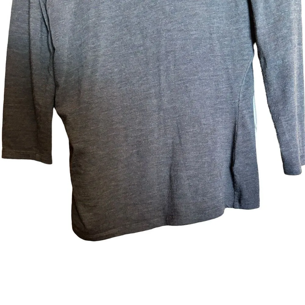 Lafayette 148 Top Womens Medium Brown Wool Blend Ruched Stretch Blouse - Image 4