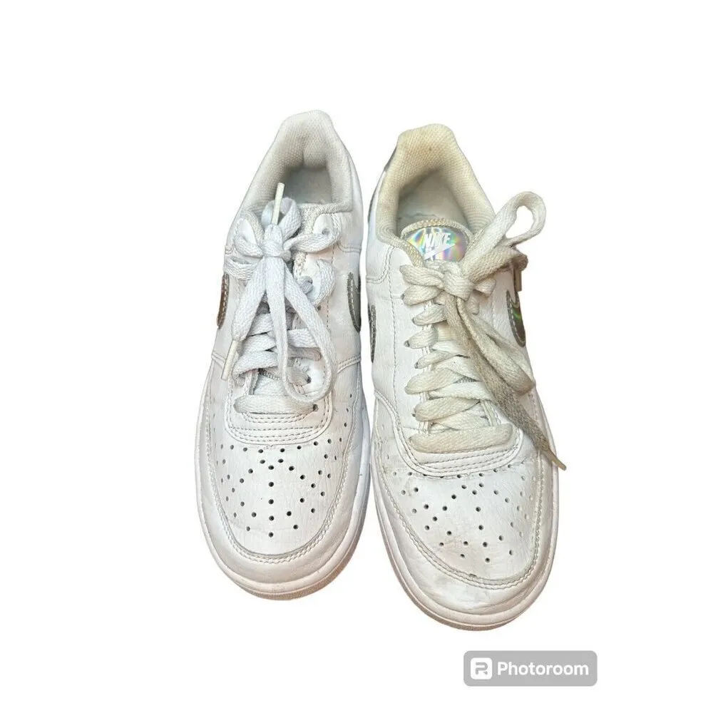 Nike Sneaker Women 7‎ White Court Vision Iridescent Lace Up - Image 3