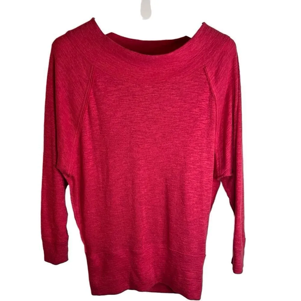 Free People Palisades Off Shoulder Knit Top Red Long Sleeve‎ Boho Size Small - Image 4