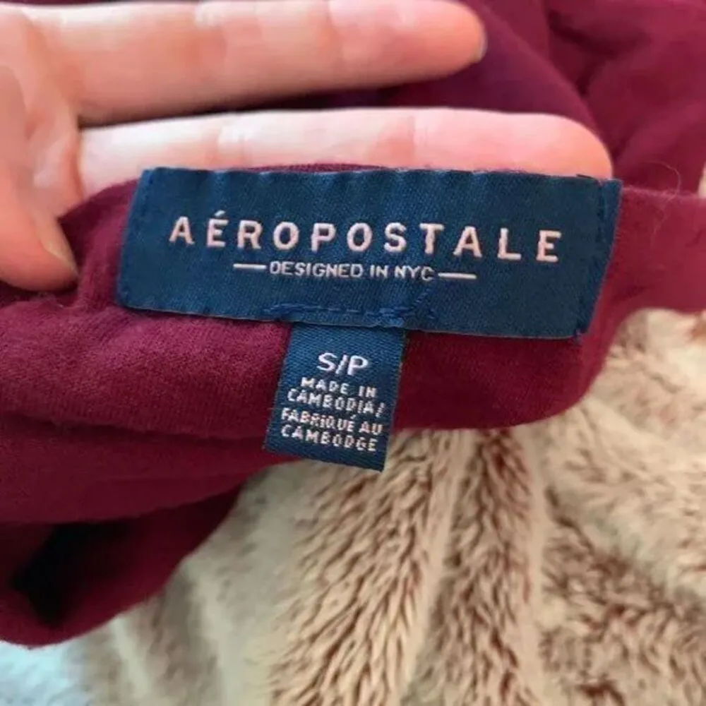 Aeropostale Womens Small Bodysuit Burgundy Sleeveless Halter Tank Top Basic Snap - Image 3