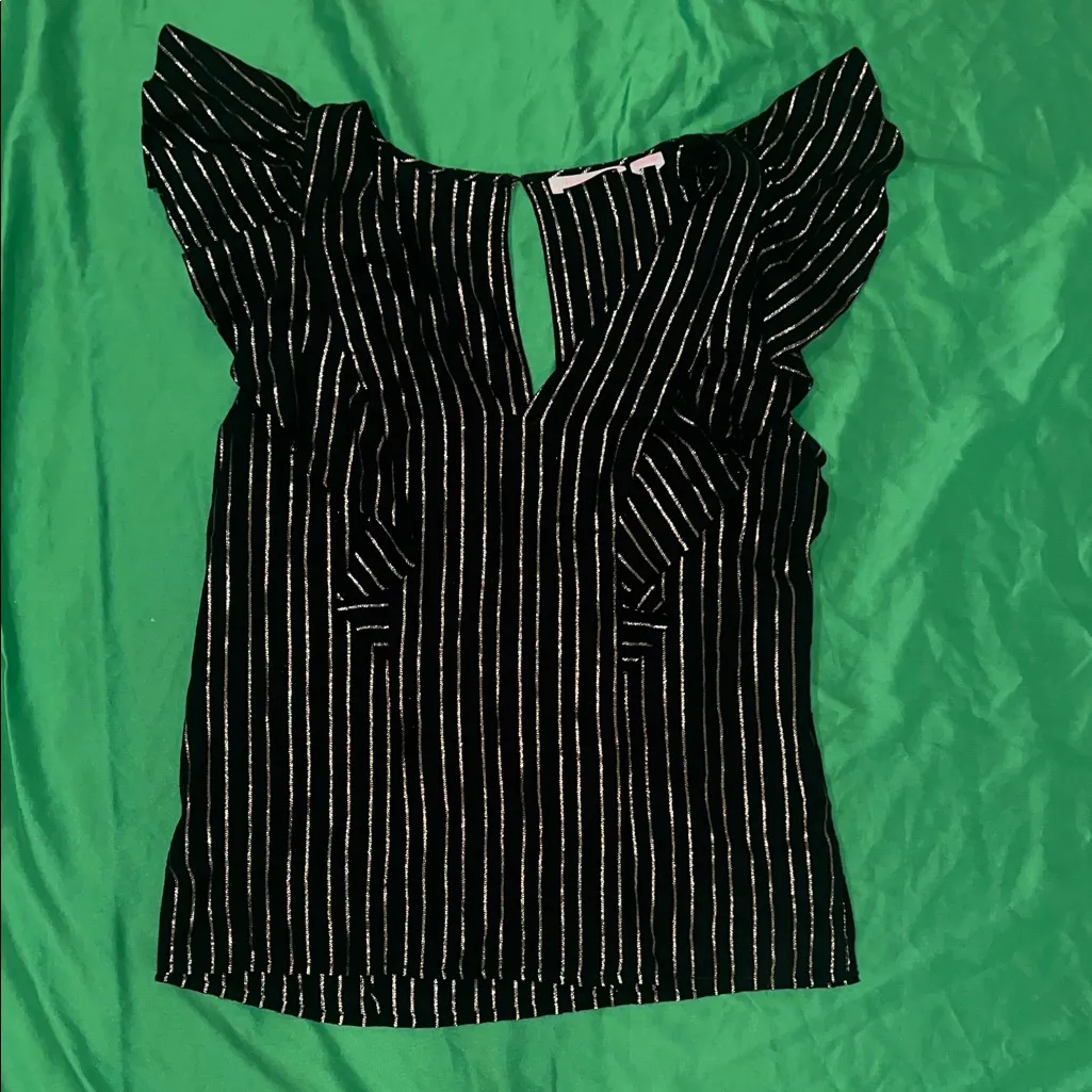 sass & bide sweet Delilah Black and Gold Striped Blouse size 2 - Image 2