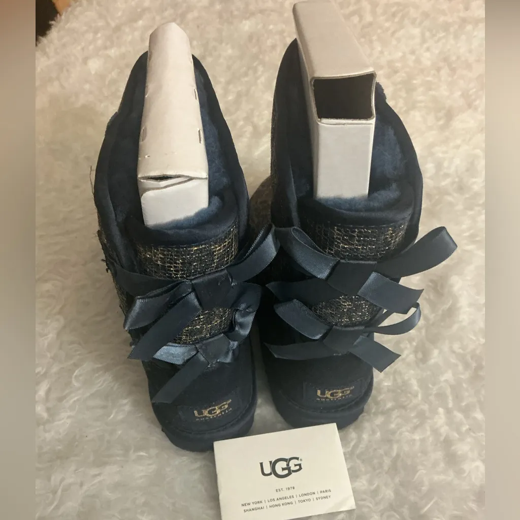UGG Navy & Gold with Bows Boots size 7 - Image 2