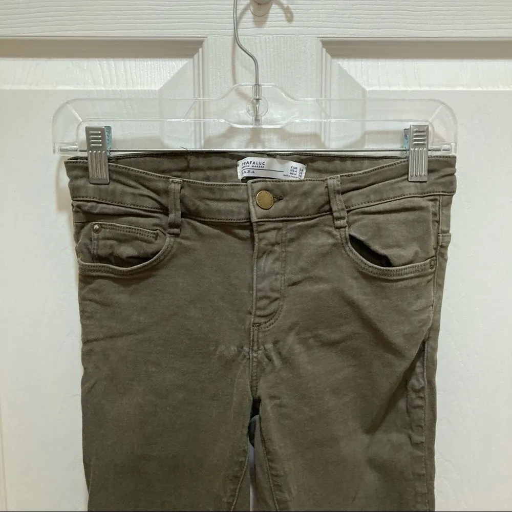 ZARA Olive Green Skinny Jeans Size 6 - Image 6