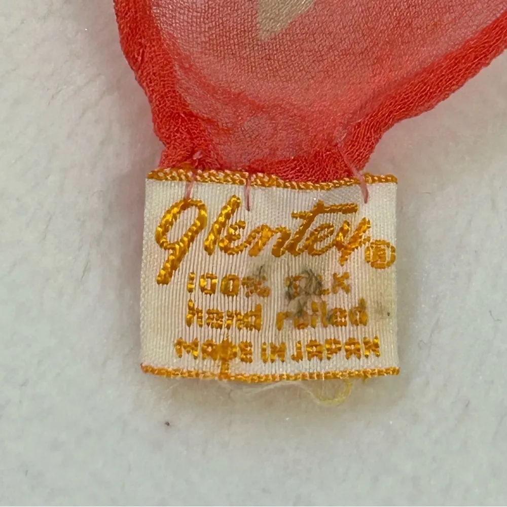 Vintage Glentex Hand Rolled Made in Japan Silk Floral Daisy Scarf Pink - Image 9