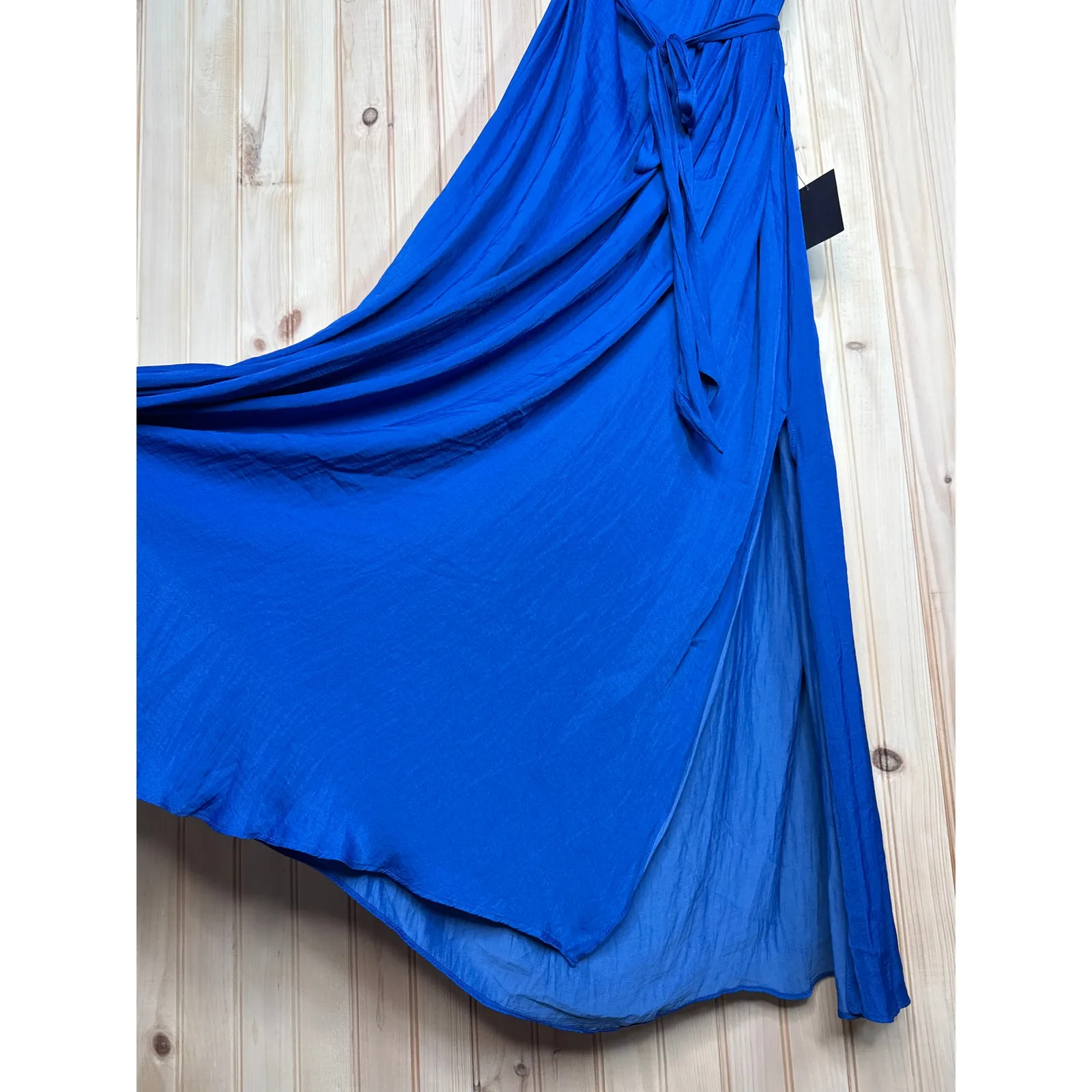 NWT Lulus Goddess Aura Cobalt Blue Satin One-Shoulder Maxi Dress Bridesmaid XXL - Image 7
