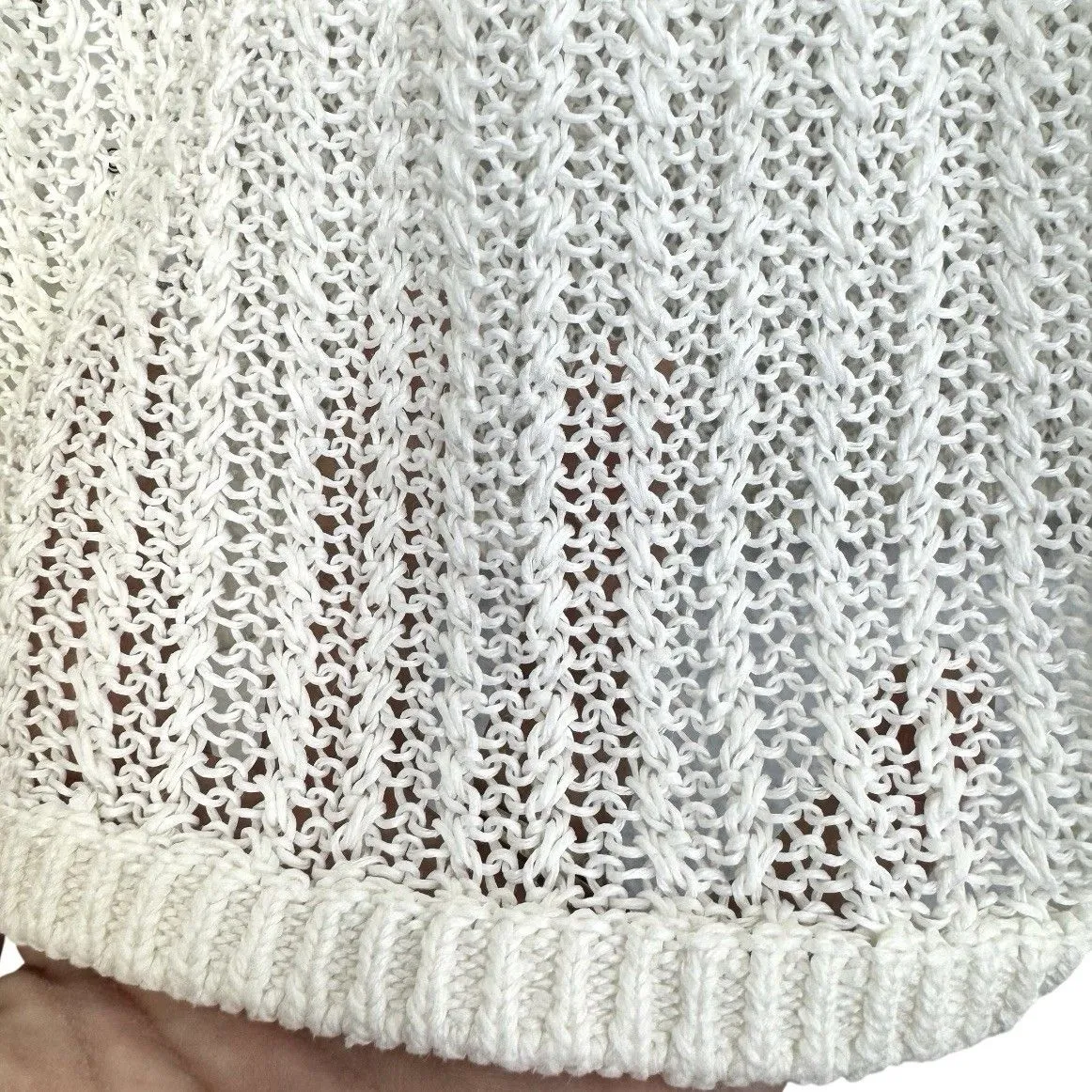 NWOT Tommy Bahama 100% Linen Open Knit White Sweater Size M Lagenlook Boho Beach - Image 2