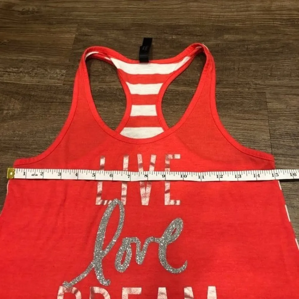 Aeropostale AERO "LIVE LOVE DREAM" Racerback Tank Top S SM Small Bright Red Pink - Image 8