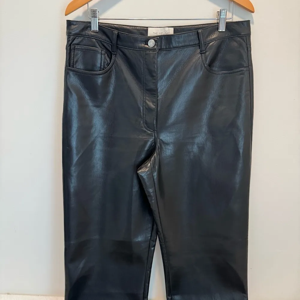Wilfred Aritzia 'The Melina Pant' Black Vegan Leather High Rise Trousers sz 14 - Image 3