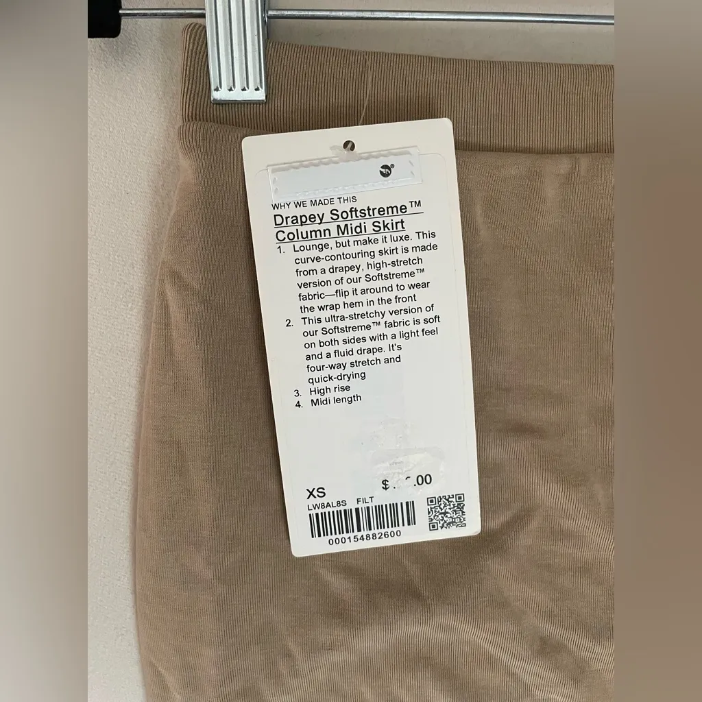 Lululemon NWT Drapey Softstreme Column Midi Skirt Filbert Tan Size XS - Image 8