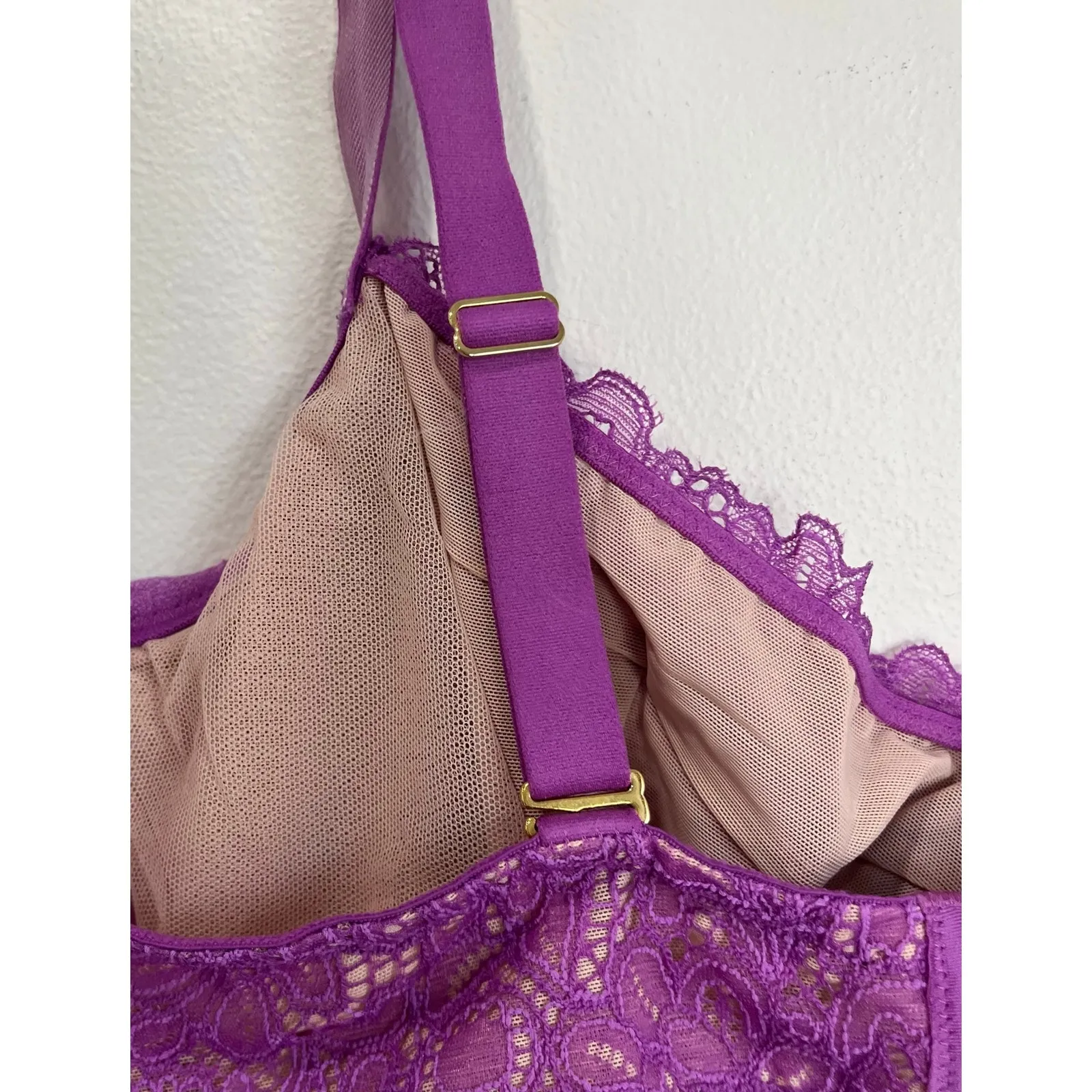 Soma Intimates Prism Lace Balconette Bra 40DD Purple Unlined Underwire - Image 4