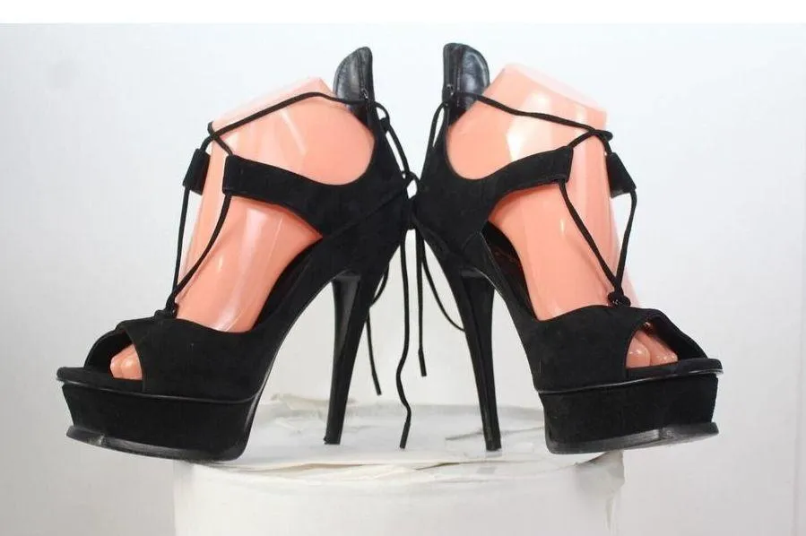 ladies SAINT LAURENT PARIS Black Heels size 38.5 - Image 5