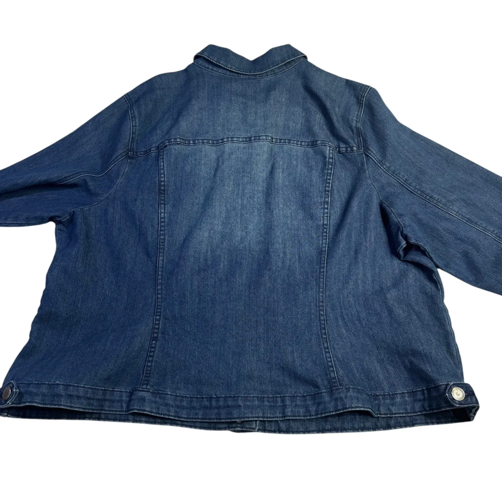 Avenue Denim Women's Blue Jean Jacket Embroidered Yoke Button Front Size 26/28 - Image 2