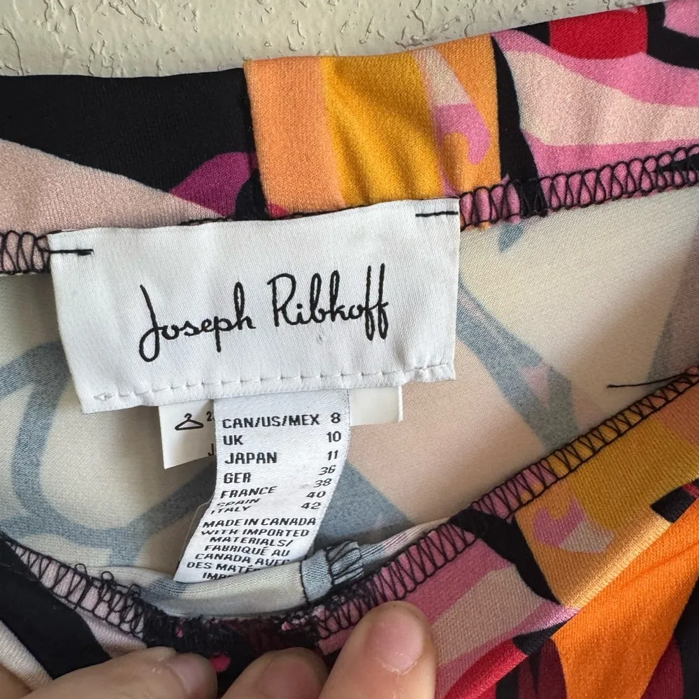 Joseph Ribkoff Red Pink Butterfly Print Flare Pull On Pants Womens 8 Maximalist - Image 3