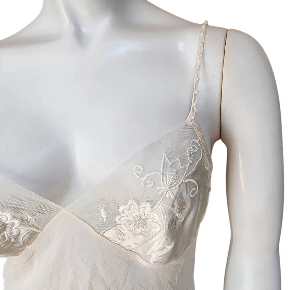Victoria's Secret Silk Cream Mesh Chemise (XS) - Image 3