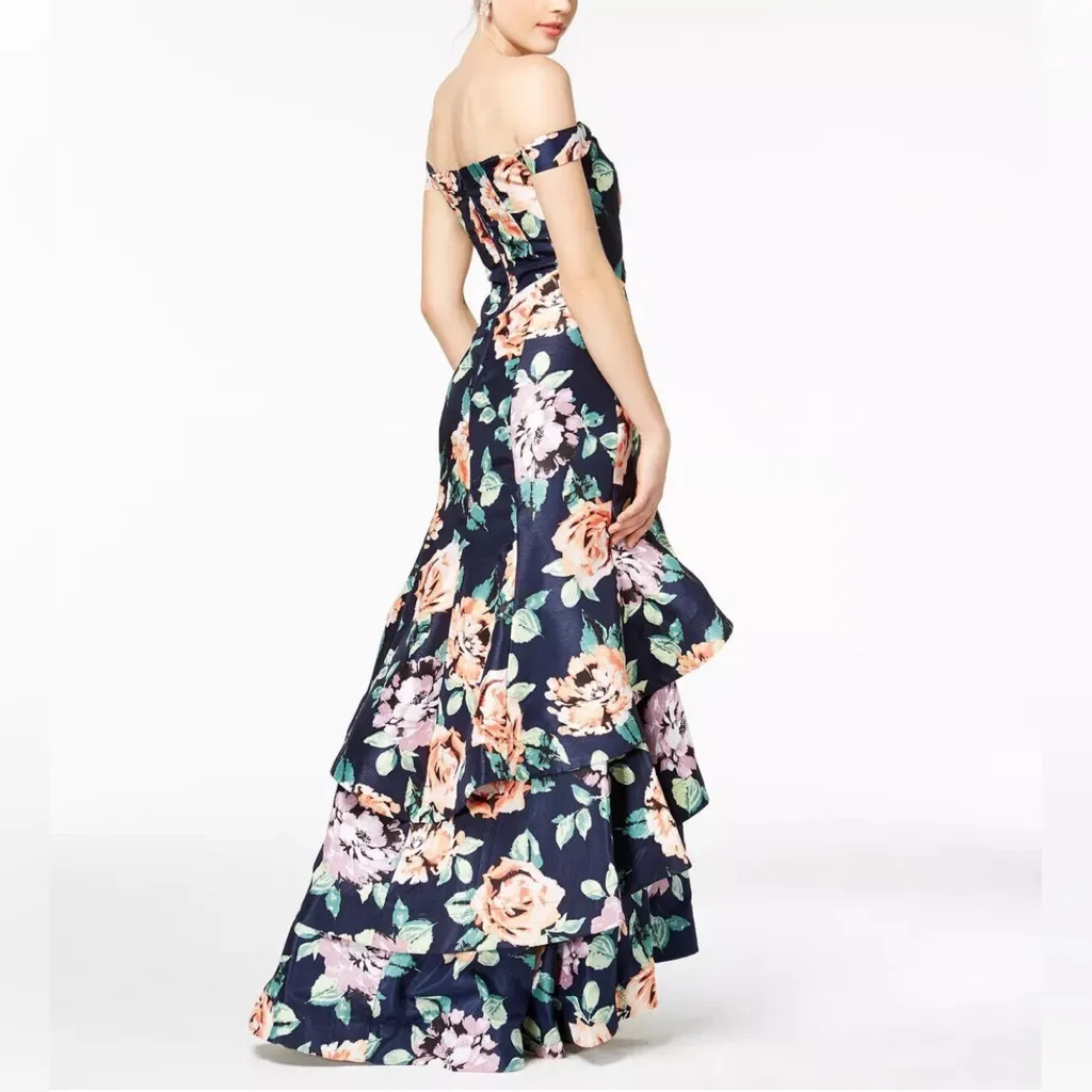 Sequin Hearts  Strapless Navy Floral Dress - Image 2