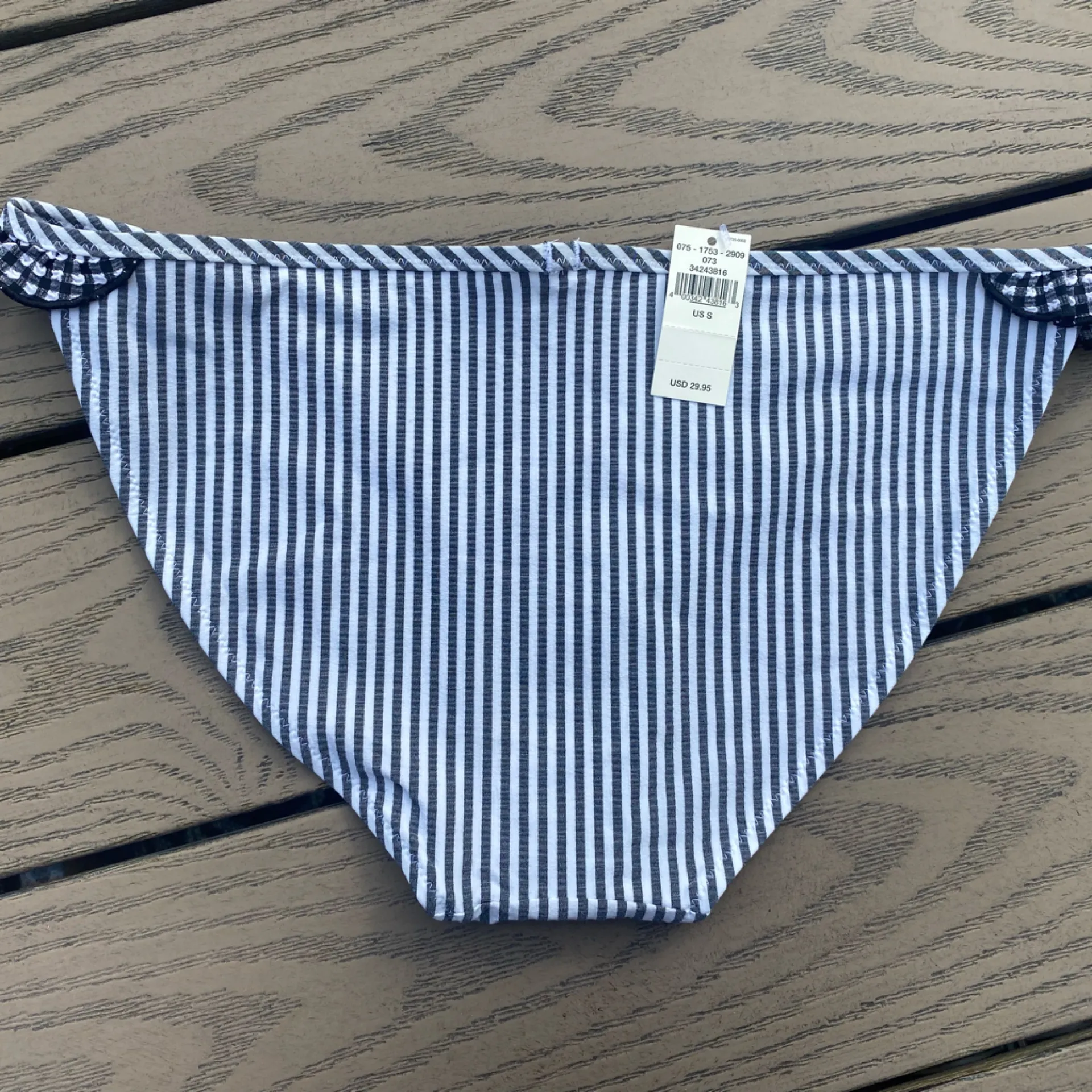 NWT aerie small gingham ruffle stripe bikini bottom swim bottom blue white - Image 5
